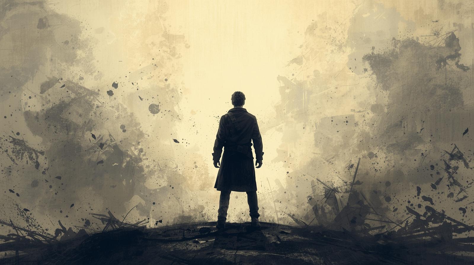 立ち向かう　後ろ姿